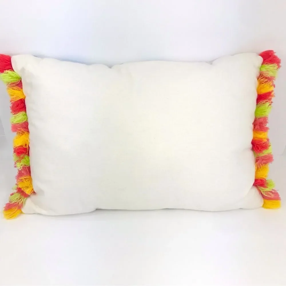 Joann Colorful Tassel Holiday Themed Embroidered Christmas Accent Pillow